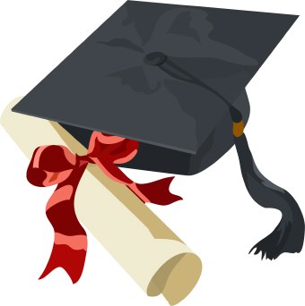 Clip Art Of A Mortarboard And Tassel With A Diploma Wrapped In Red