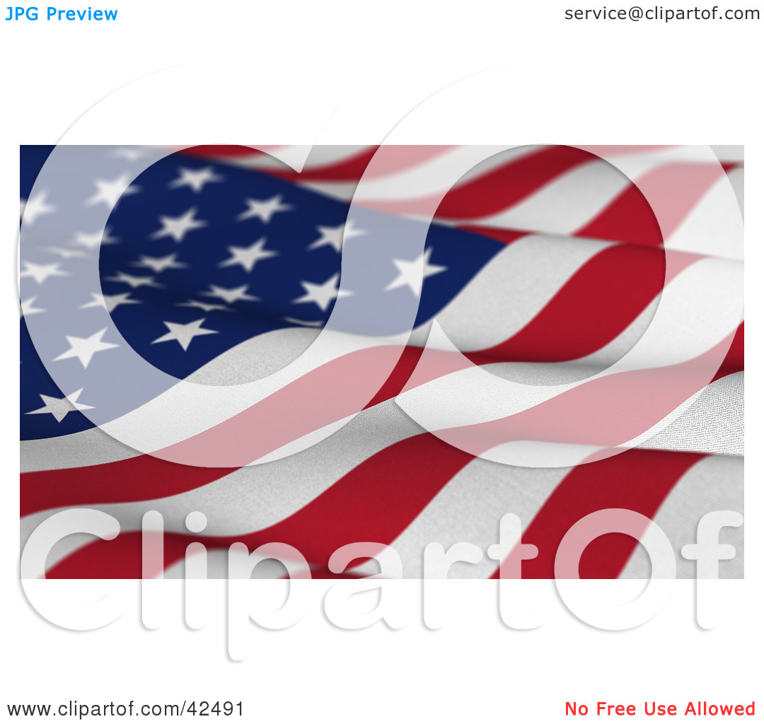 Clipart Illustration Of A Wavy Textured American Flag With Stars And