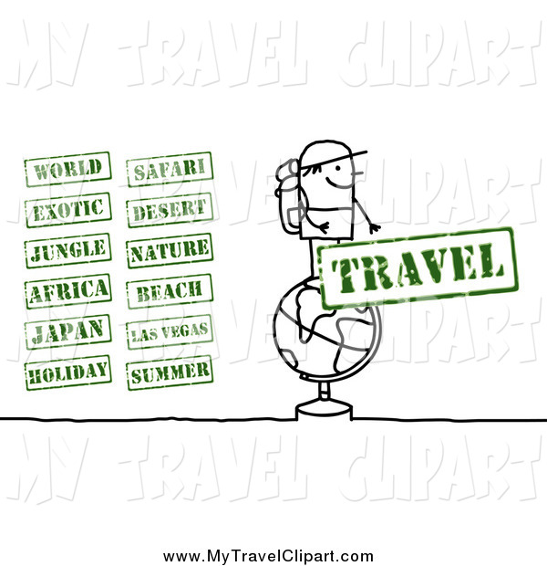 Clipart Of A Stick People Traveler With Green Stamps By Nl Shop    