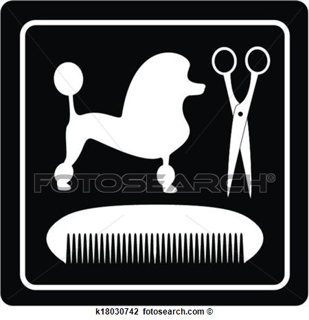 Clipart Of Poodle Dog Scissors And Comb Black Icon K18030742   Search
