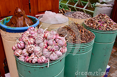     Colorful Spices Herbs In A Small Shop In Marrakesh Morocco Africa