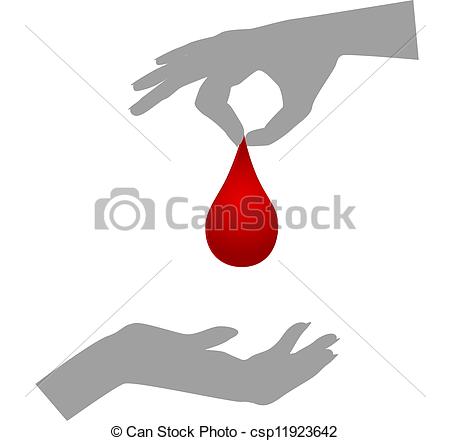 Eps Vector Of Blood Donationsilhouettes Of Hands One Giving Blood Drop