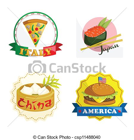 Eps Vector Of International Gourmet Food Icons   A Vector Illustration