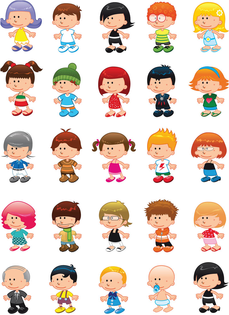 Figures Vector Set Of 25 Different Vector Children Figures In Cartoon    