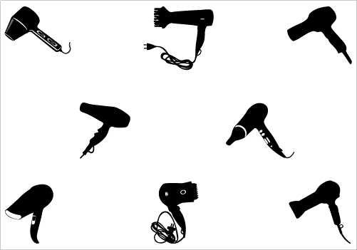 Hair Dryer Silhouette Vector Graphics Pack   Silhouette Clip Art