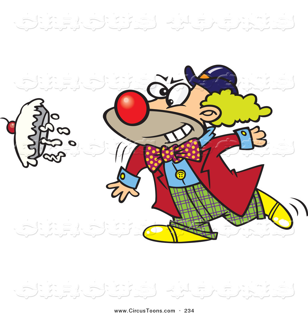 Larger Preview  Circus Clipart Of A Clown Throwing A Pie As A Joke By