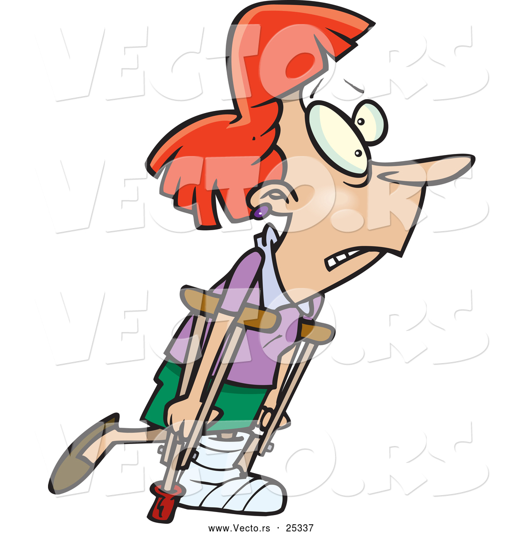 Larger Preview  Vector Of An Injured Cartoon Woman Wearing A Cast Over