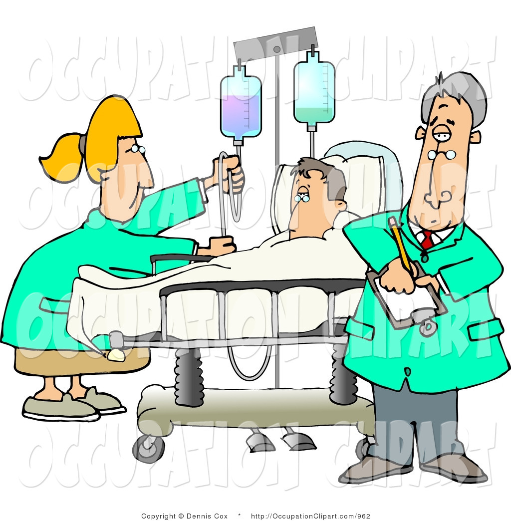 Nurse And Doctor Caring For A Hospitalized Man Attached To An Iv Fluid    