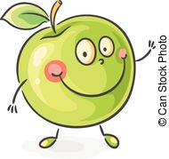 Smiling Cartoon Apple With Hands And Feet