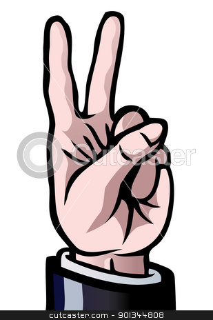 Up Stock Vector Clipart Hand With Two Fingers Up Showing The Number