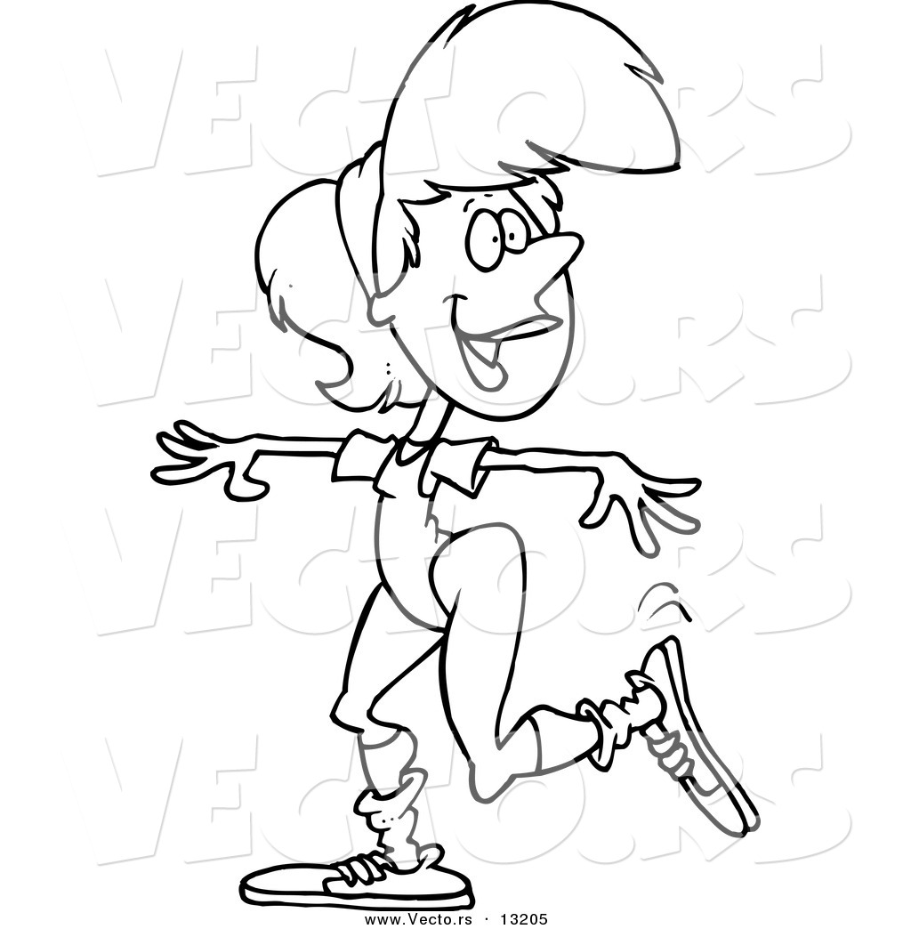 Vector Of A Cartoon Aerobics Woman Exercising   Coloring Page Outline    