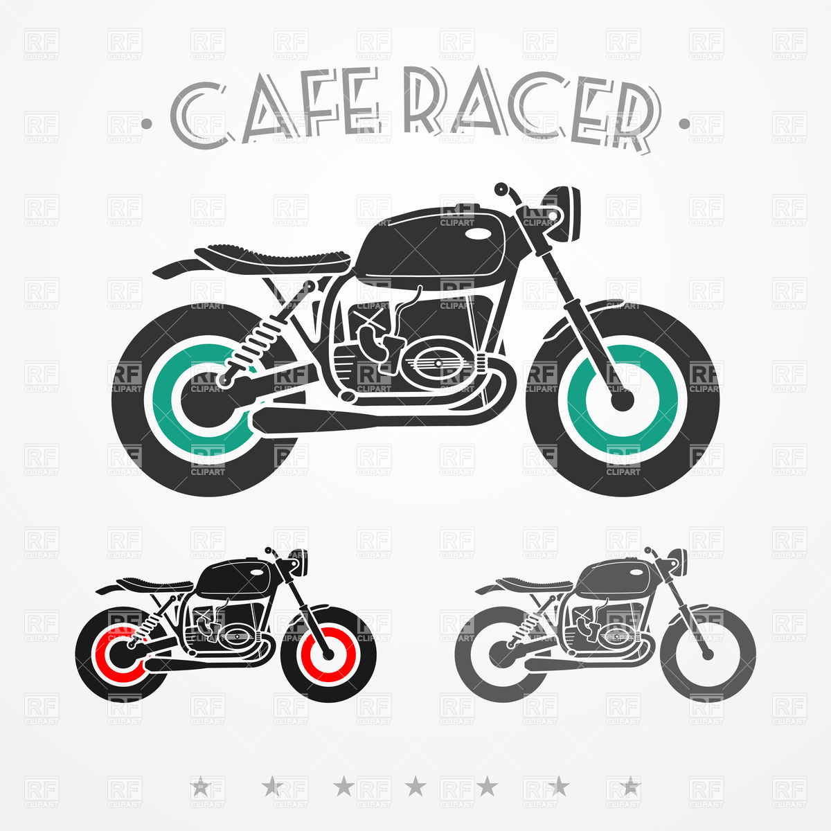 Vintage Flat Looking Motorcycles Download Royalty Free Vector Clipart