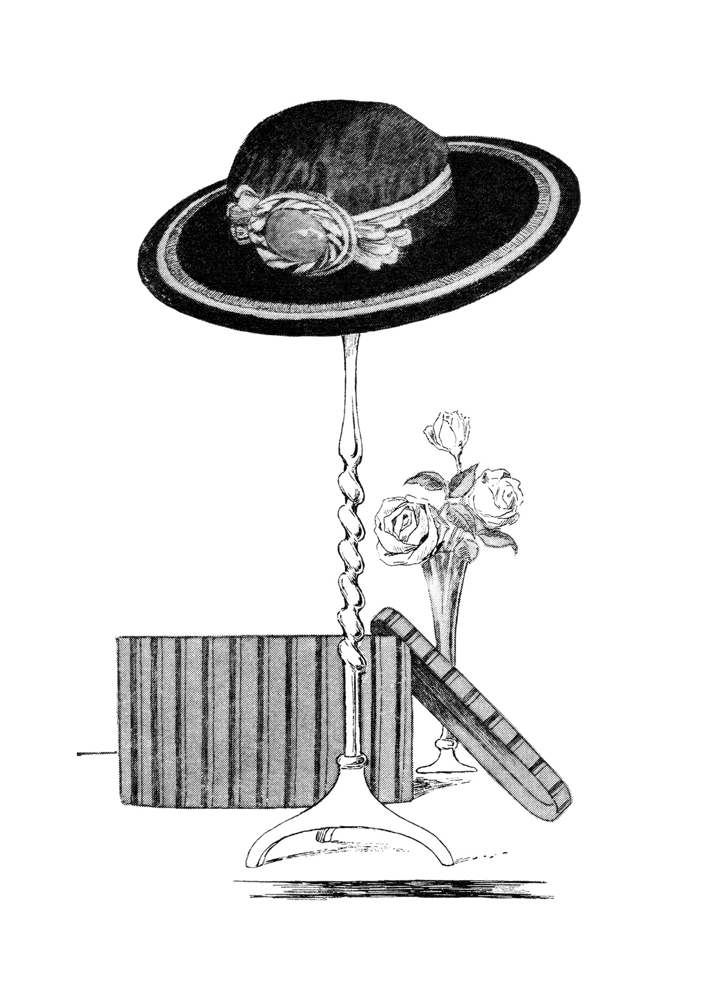 Vintage Hat Clip Art Black And White Clipart Ladies Hat On Stand
