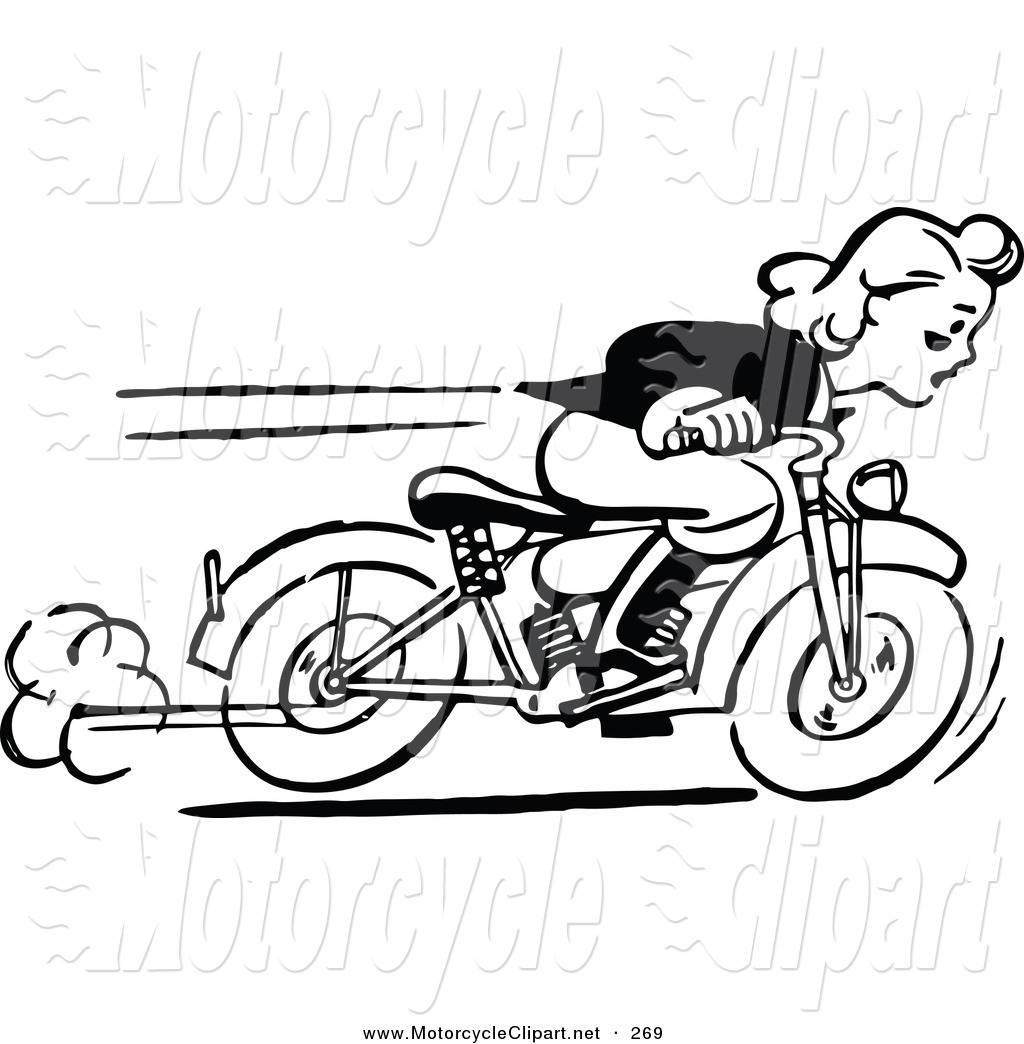 Vintage Motorcycle Clipart Black And White   Clipart Panda   Free