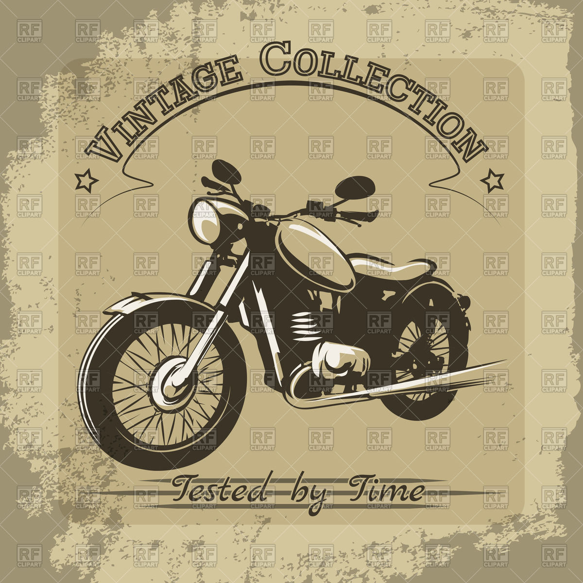 Vintage Motorcycle   Stained Retro Poster With Chopper Motorbike    