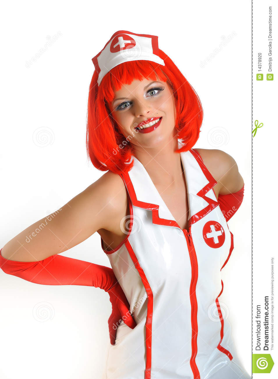 Beautiful Funny Female Doctor With Red Hair Stock Photo   Image