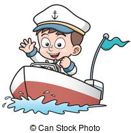 Boy Driving   Vector Illustration Of Boy Driving Boat