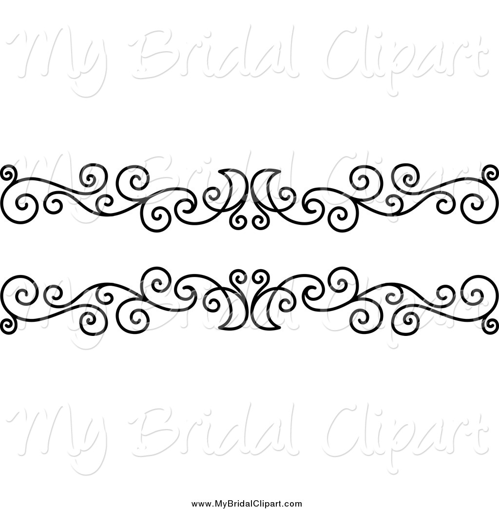 Bridal Clipart Of A Black And White Swirl Border Design Element By