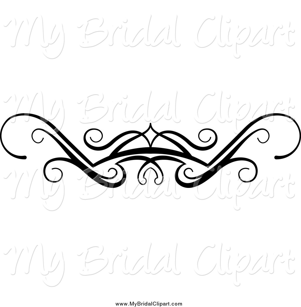 Bridal Clipart Of A Black And White Swirl Wedding Flourish Design