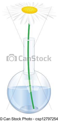 Chemistry Beaker With Daisy On A White Background  Vector Illustration