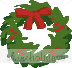 Christmas Wreath Clipart Evergreen With Bow Clipart Modern Christmas