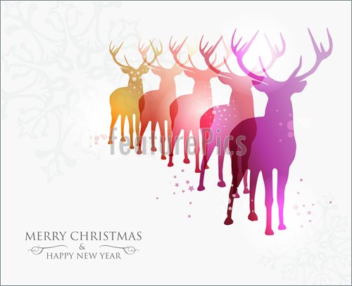 Contemporary Merry Christmas Snowflakes And Deers Transparency    