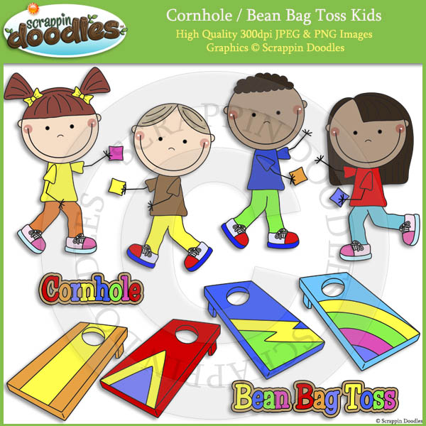 Cornhole   Bean Bag Toss Kids Clip Art    3 00   Scrappin Doodles