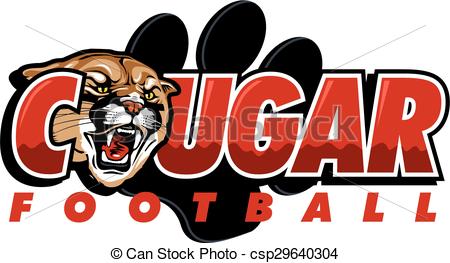 Cougar Football Design With Cougar Head And Large Paw Print