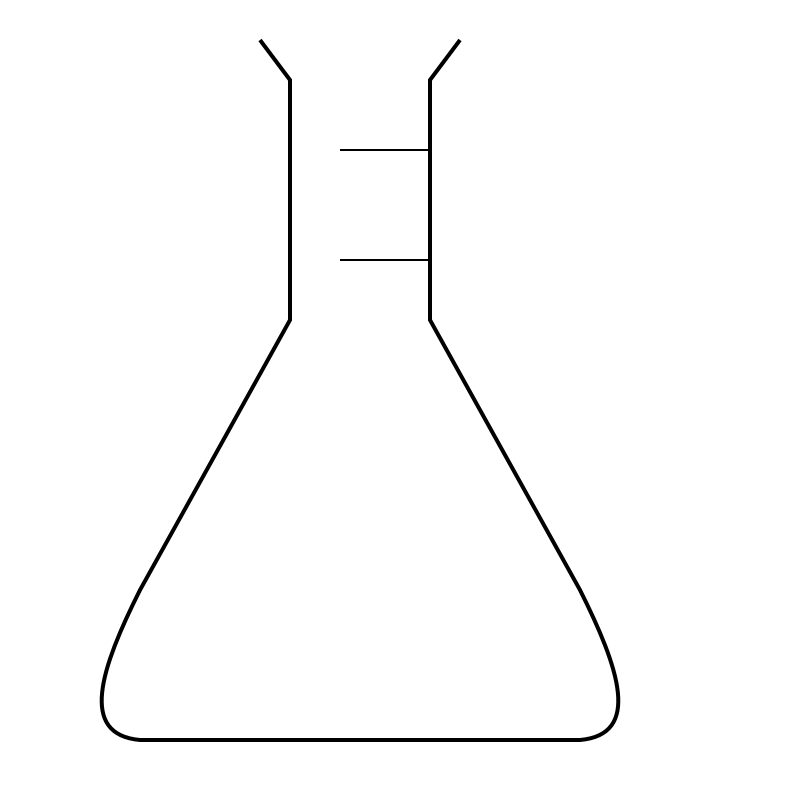 Fiole Jauge 2 Niveaux By Sillius   Line Art Of A Chemistry Beaker