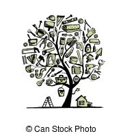 House Repair Concept Tree For Your Design Vector   