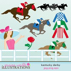Kentucky Derby Comes With 10 Graphics Including  3 Horses With Jockey