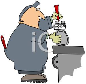 Mechanic Working On A Small Engine   Royalty Free Clipart Picture
