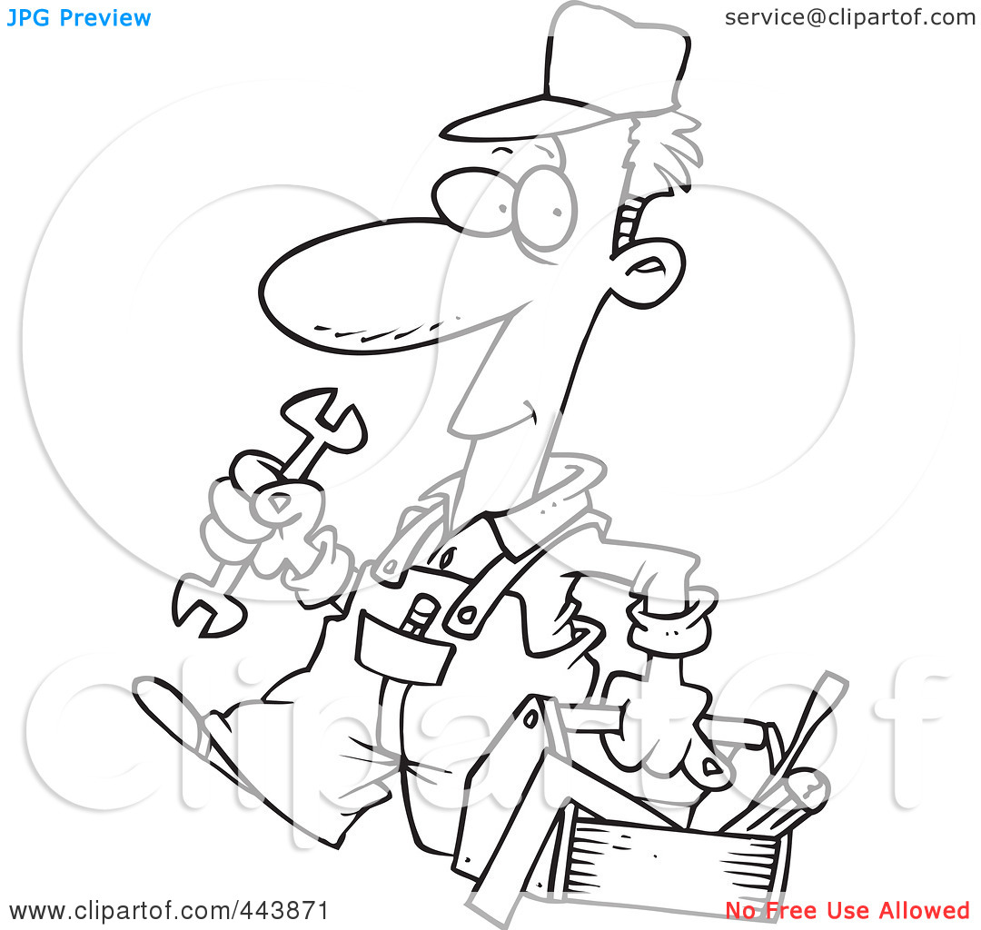     Outline Design Of A Repair Man Carrying A Tool Box By Ron Leishman