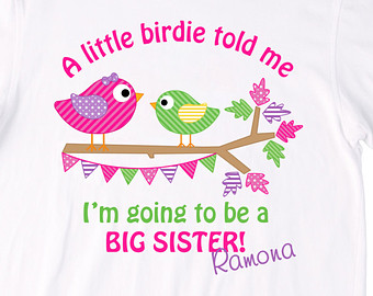 Personalized A Little Birdie Told M E I M Going To Be A Big Sister    