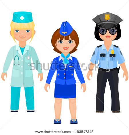 Pretty Girls In Uniform Of Doctors Police And Stewards  Female Doctor