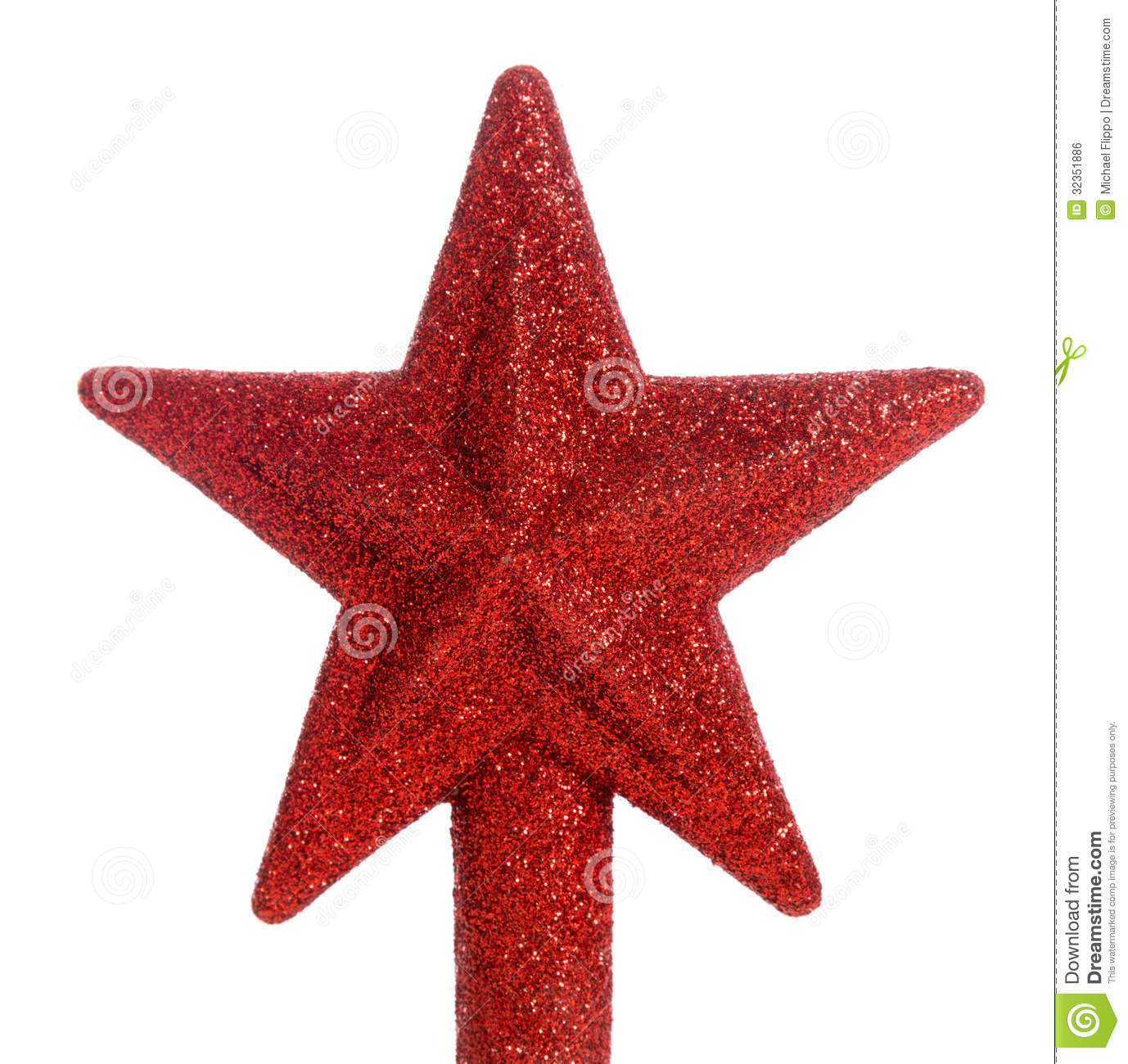 Red Glitter Star Christmas Tree Topper Royalty Free Stock Image    