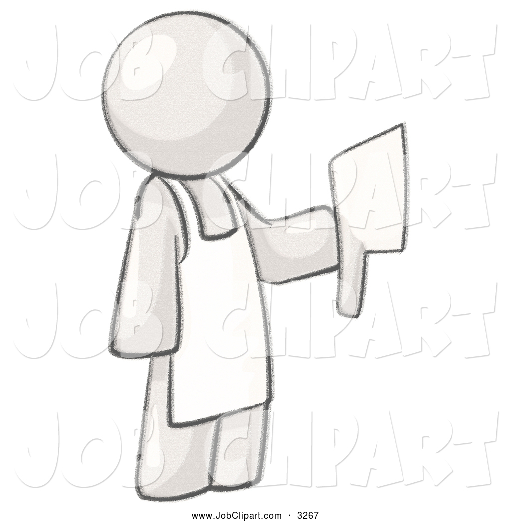 Sketched Design Mascot Man Butcher Holding A Meat Cleaver Knife In His