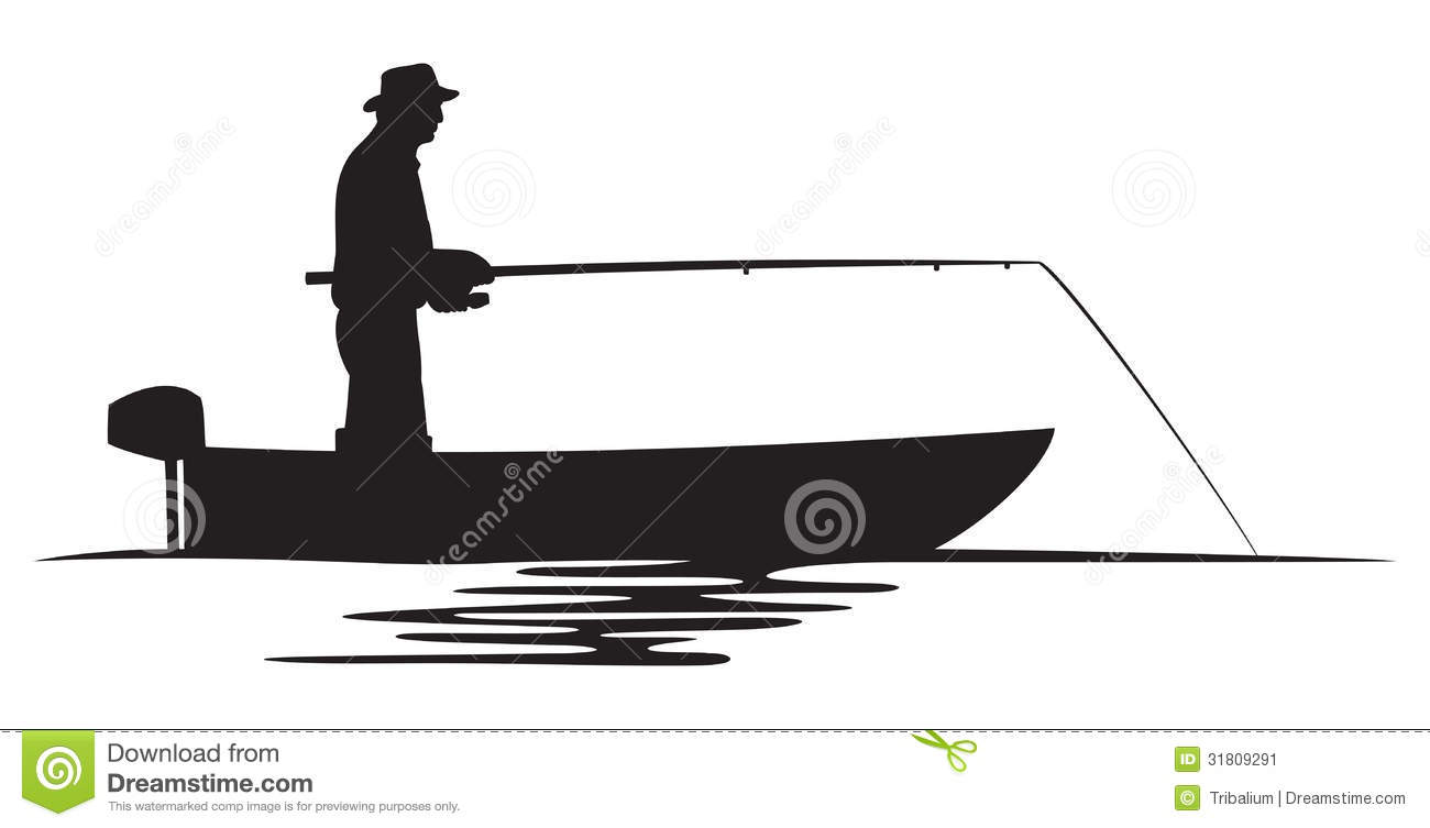 Stock Image  Fisherman In A Boat Silhouette