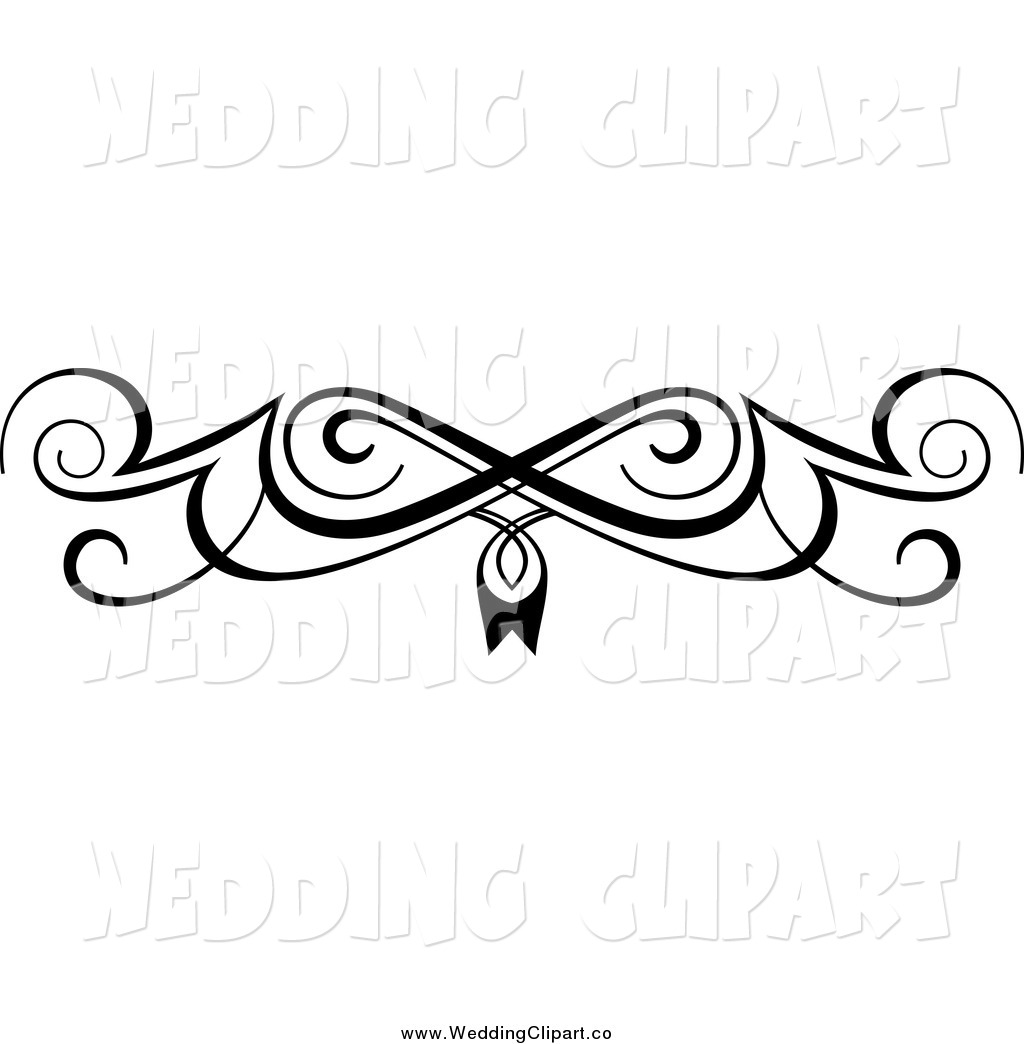 Vector Marriage Clipart Of A Black And White Swirl Border Wedding