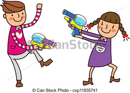 Water Gun Fight Clipart And Girl Holding Water Gun