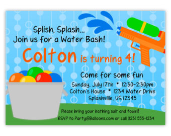 Water Gun Fight Clipart Water Party Invitation Blue