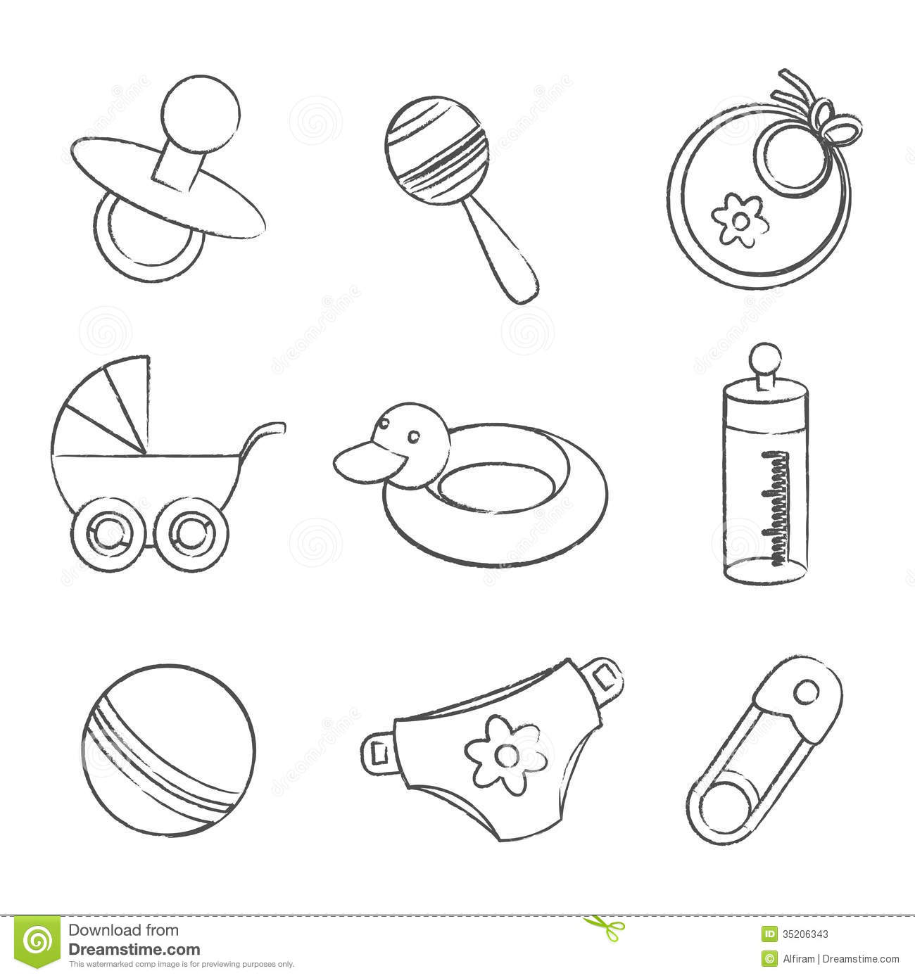 Baby Toys Clipart Black And White Set Of Black And White Baby