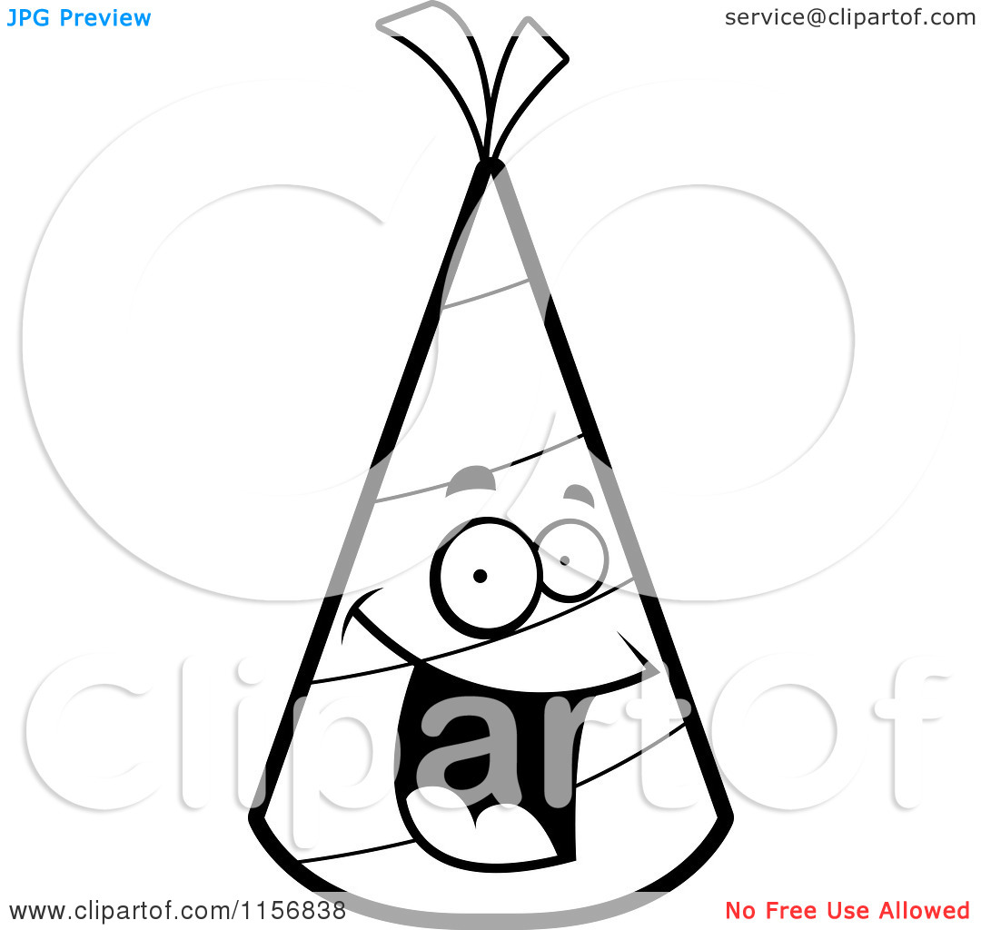 Black And White Party Hat Clipart Cartoon Clipart Of A Black And White
