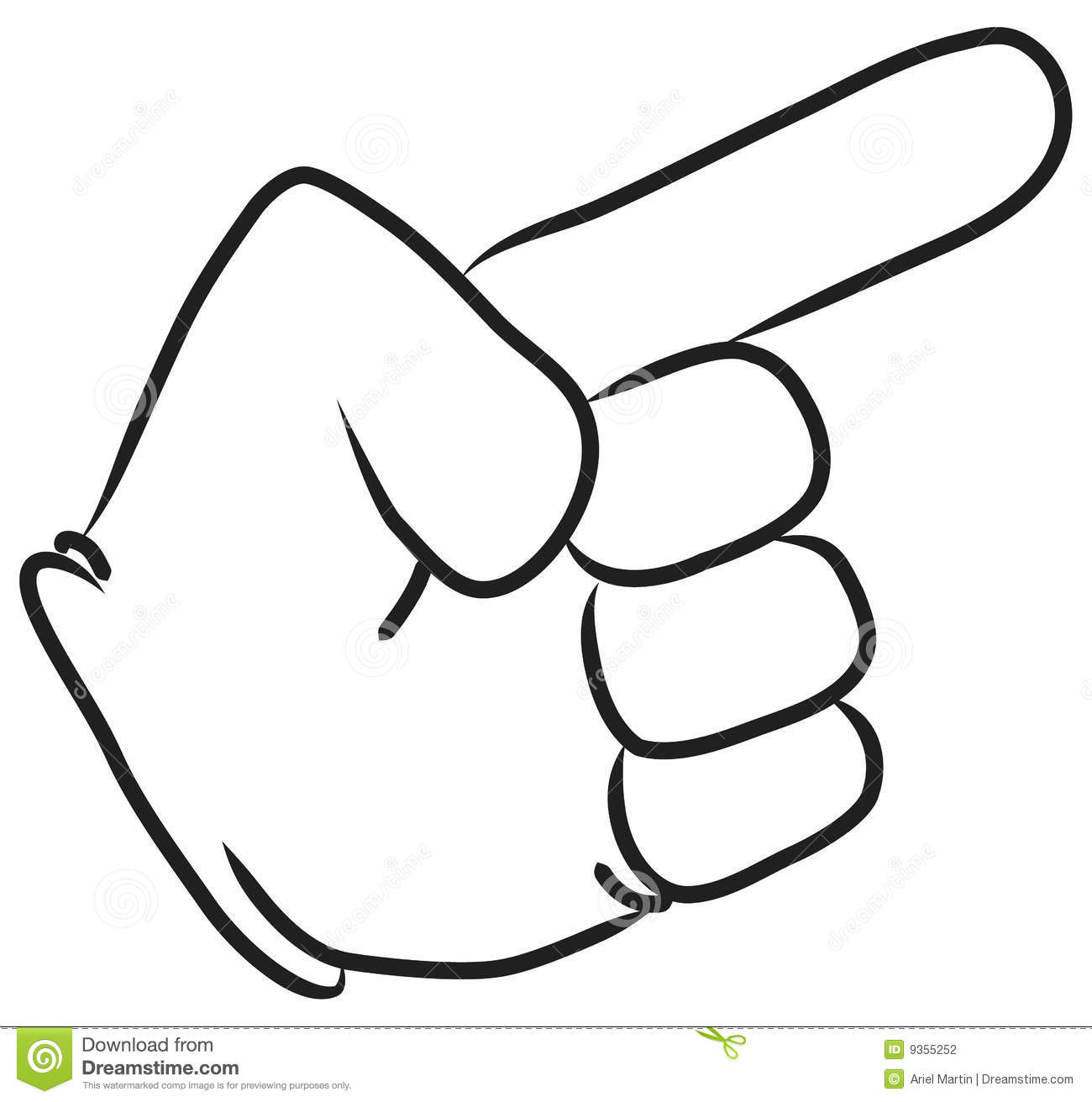 Cartoon Hand Pointing With The Index Finger  Outline In Black  Vector 