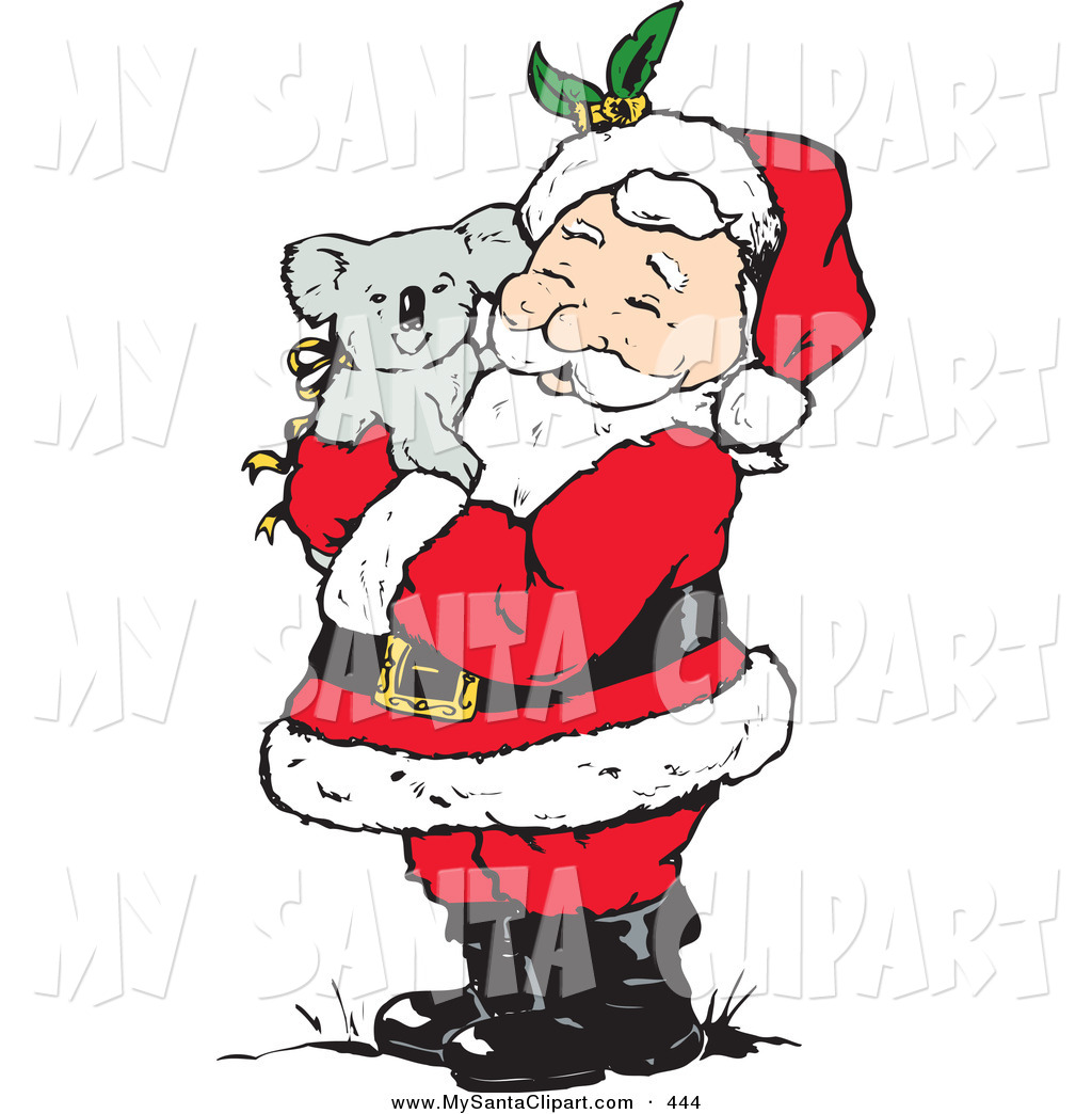 Christmas Clip Art Of A Santa Clause Holding And Cuddling With A Cute    