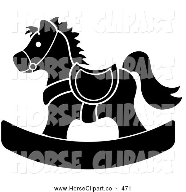 Clip Art Of A Black And White Children S Wooden Rocking Horse Toy