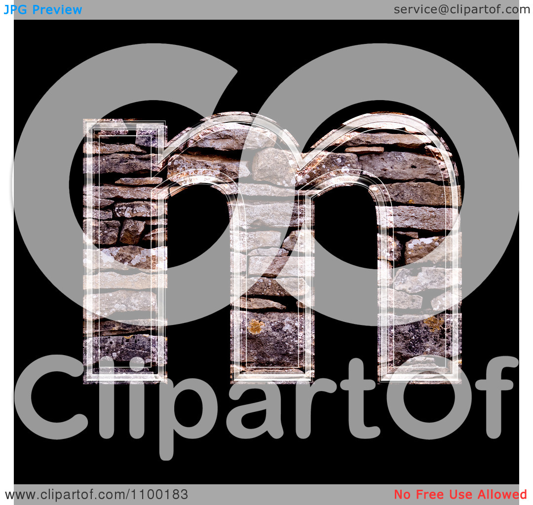Clipart 3d Lowercase Letter M Made Of Stone Wall Texture   Royalty    