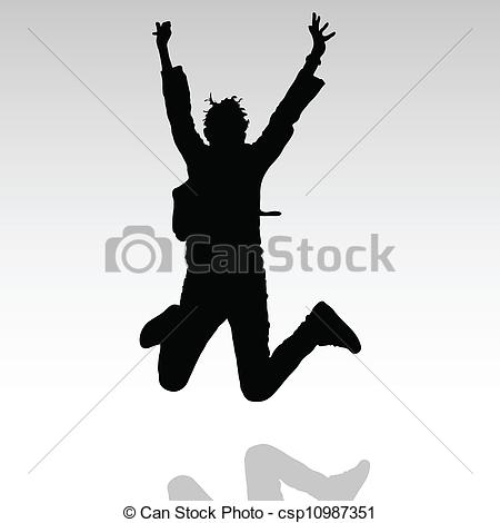 Clipart Vector Of Jump In The Air Vector People Silhouette Csp10987351