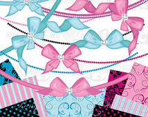 Cliparts Digital Clip Art Embellishments Diamond Rhinestone Pink Blue    