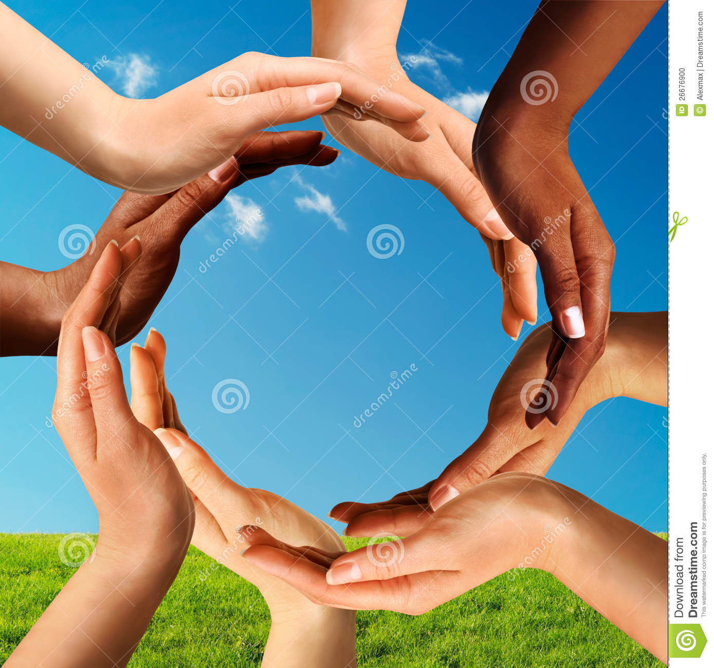 Conceptual Peace And Cultural Diversity Symbol Of Multiracial Hands